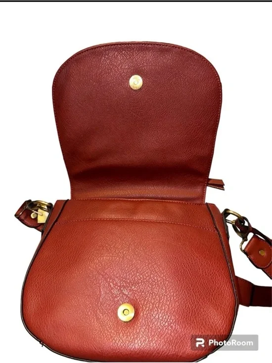 Red Leather Crossbody Bag with Stud Accents - Picture 5 of 8